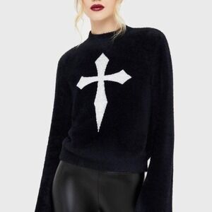 Killstar Dead romantic sweater in black and white